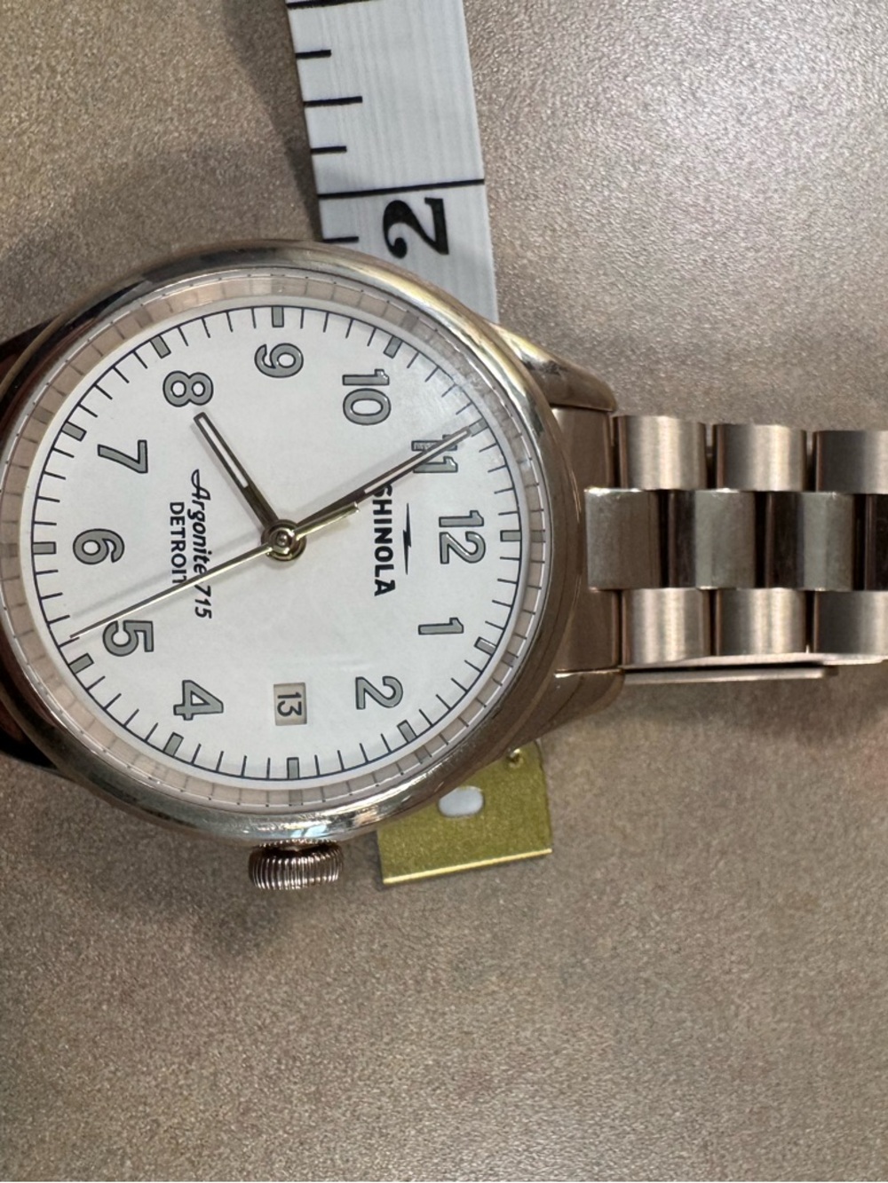 Shinola Vinton Watch with White Dial and yellow gold stainless steel bracelet - Picture 3 of 5